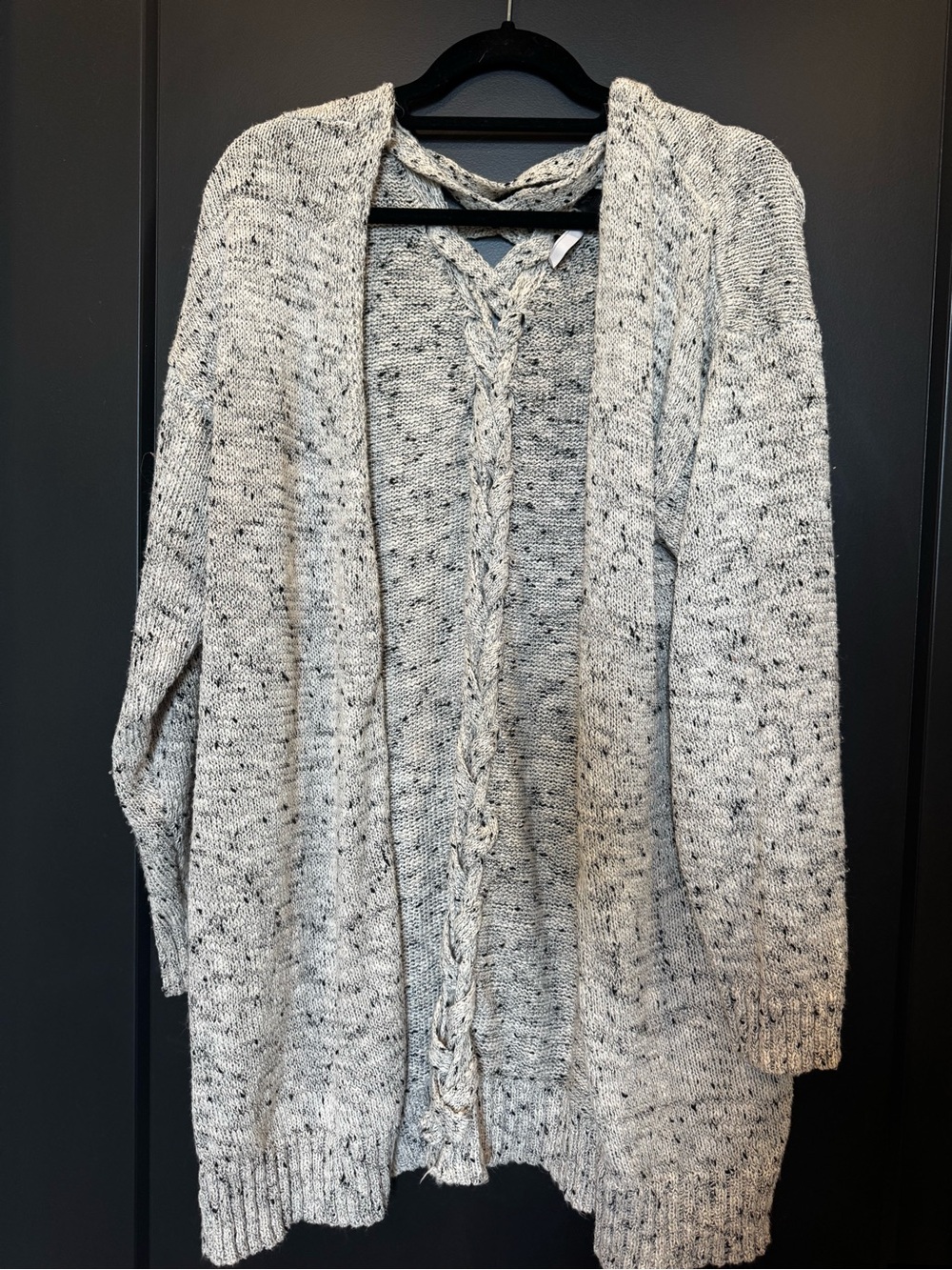 Cozy Open-Front Speckled Gray Cardigan Sweater